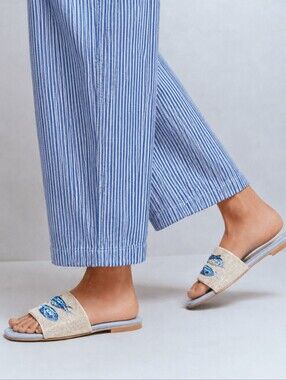 NEW! Anthropologie Maeve The Fiona Beaded Sandal Slides